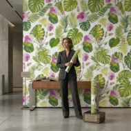 Self Adhesive Wallpaper Pink Flowers Texture 10 Meter - Image 2