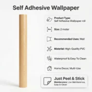 Self Adhesive Light Brown Shade Texture Wallpaper Roll 2 Meter - Image 4