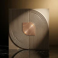 Non Self Adhesive Golden Crescent Spiral Grey Pattern 3D Panel - Image 2