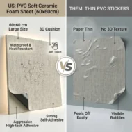 PVC Soft Grass cloth Style Texture Ceramic Foam Sheet 2X2 ft - Image 4