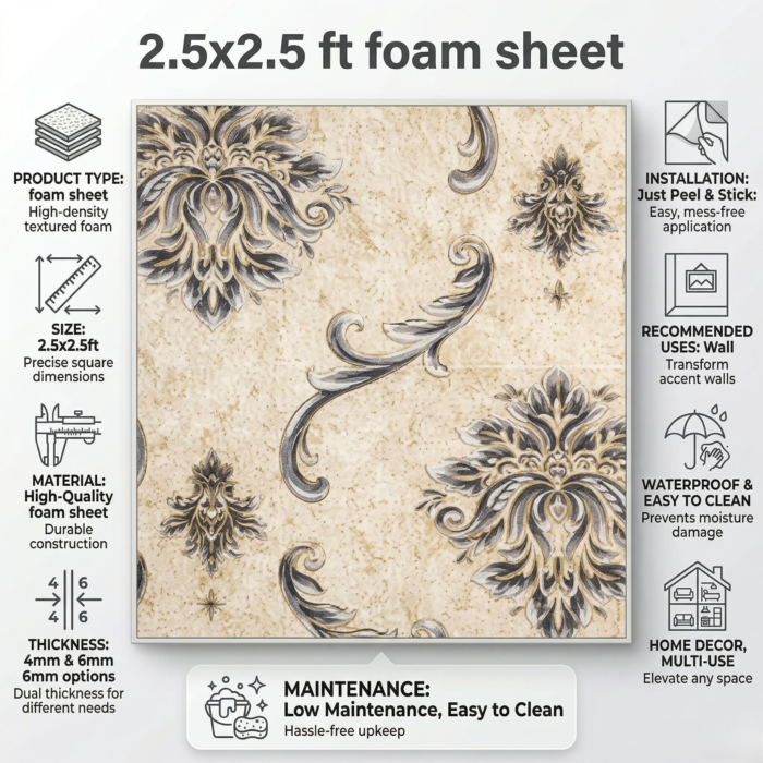 Self Adhesive Royal Flower Design 2.5x2.5 Foam Sheet - Image 3