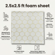 Self Adhesive Hexagon Gold Design 2.5x2.5 Foam Sheet - Image 3