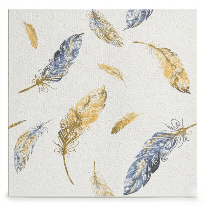 Self Adhesive White Feather Design 2.5x2.5 Foam Sheet - Image 2