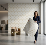 Self Adhesive Hexagon Gold Design 2.5x2.5 Foam Sheet