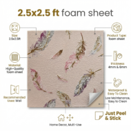 Self Adhesive Pink Feather Design 2.5x2.5 Foam Sheet - Image 3