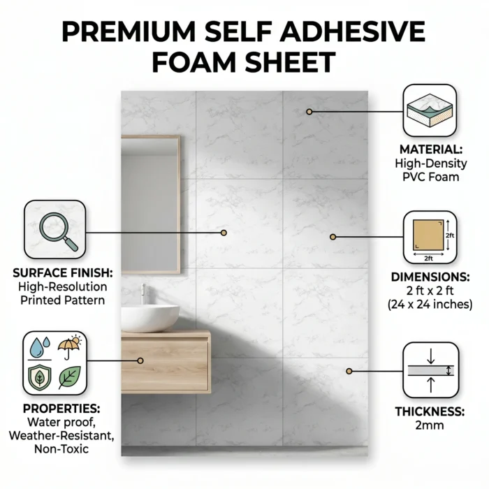 Self Adhesive White Texture Foam Sheet 2x2 - Image 4