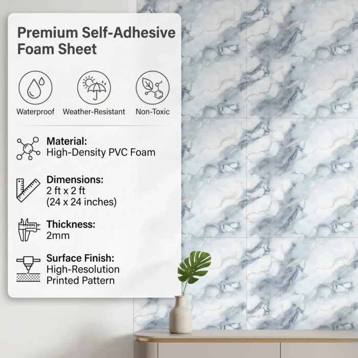 Self Adhesive Light Blue Abstract Texture Foam Sheet 2x2 - Image 4