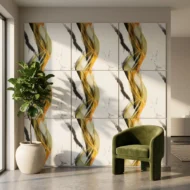 Self Adhesive White Yellow Abstract Texture Foam Sheet 2x2 - Image 3