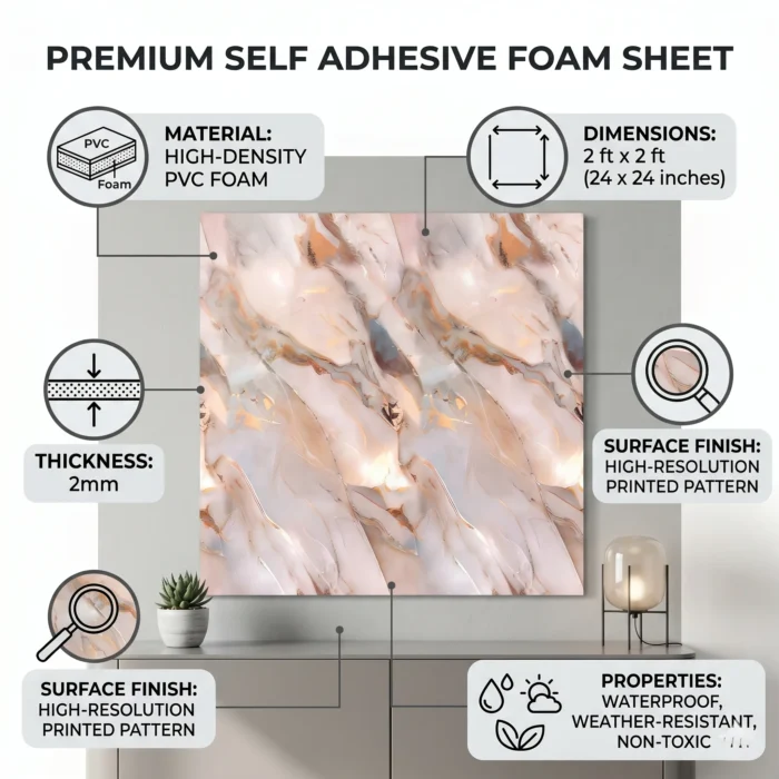 Self Adhesive Peach Abstract Texture Foam Sheet 2x2 - Image 5