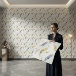 Self Adhesive White Feather Design 2.5x2.5 Foam Sheet