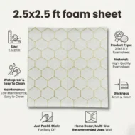 Self Adhesive Hexagon Gold Design 2.5x2.5 Foam Sheet - Image 3