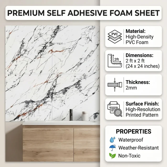 Self Adhesive White Black Line Texture Foam Sheet 2x2 - Image 5