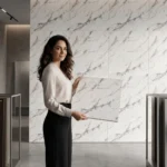Self Adhesive White Black Line Texture Foam Sheet 2x2
