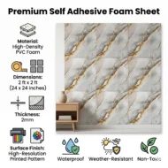 Self Adhesive Grey Yellow Line Texture Foam Sheet 2x2 - Image 5